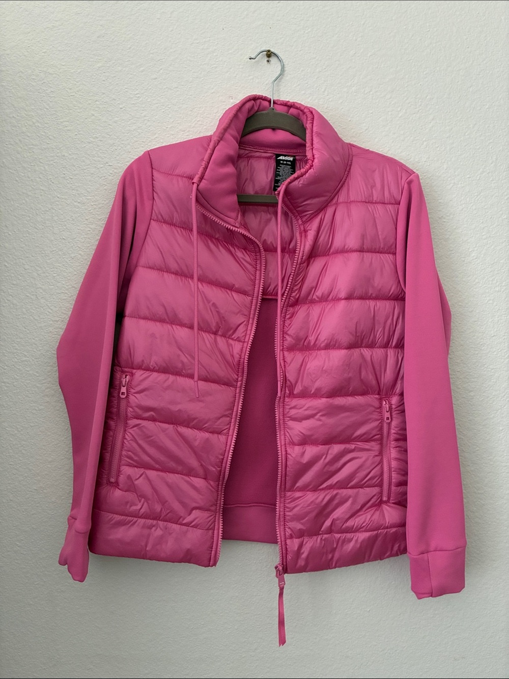 Pink Quilted Hybrid Puffer Jacket size m